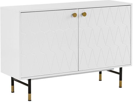 Beliani Nowoczesna komoda szafka z drzwiami 120 cm geometryczny wzór biała Adante