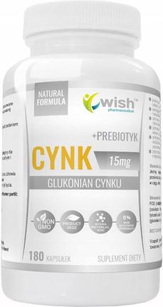 Wish Cynk Glukonian Cynku 15mg + Prebiotyk 180kaps 