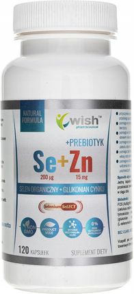 Wish Selen Organiczny 200Mcg + Glukonian Cynku 15mg + Prebiotyk 120kaps 