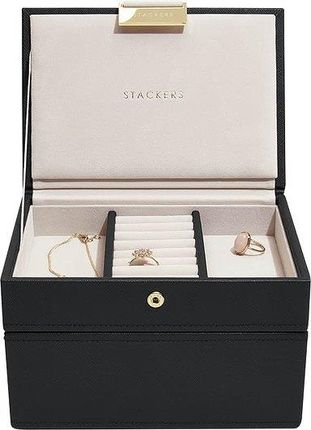 Stackers Pudełko Na Biżuterię Podwójne Mini Czarne Velvet