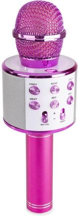 Max Mikrofon karaoke z głośnikami BT MP3 KM01 Różowy