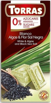 Torras Czekolada biała z algami i czarną solą 75g