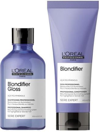 L'Oreal Professionnel Blondifier Gloss zestaw przywracający blask włosom rozjaśnianym szampon 300ml + odżywka 200ml