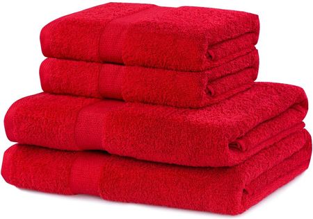 DecoKing Marina Komplet Ręczników Czerwony 2szt. 70x140 + 2szt. 50x100