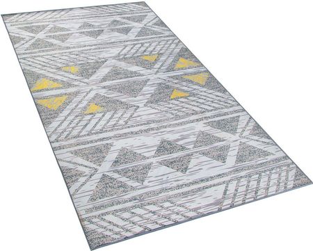 Beliani Prostokątny dywan z geometrycznym wzorem w romby 80 x 150 cm szaro-żółty Kargi