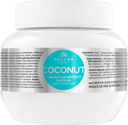 Kallos Cosmetics Odżywcza Maska Wzmacniająca Do Włosów Kokos Coconut Nutritive Hair Mask 1000Ml