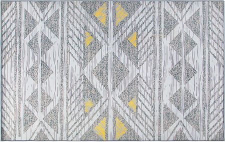Beliani Prostokątny dywan z geometrycznym wzorem w romby 140 x 200 cm szaro-żółty Kargi