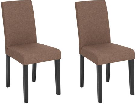 Beliani Zestaw 2 krzeseł do jadalni brązowy tapicerowany ciemne drewniane nogi Broadway