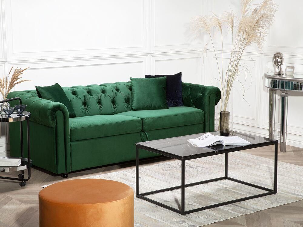 SOFA ROZKŁADANA WELUR ZIELONA CHESTERFIELD Opinie i atrakcyjne ceny na Ceneo.pl