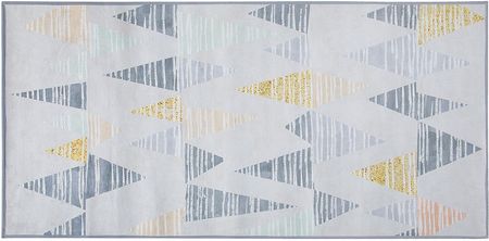 Beliani Krótkowłosy dywan wzór geometryczny 80 x 150 cm dziecięcy szaro-żółty Yayla