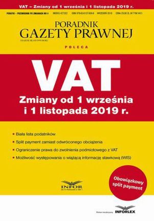 VAT Zmiany od 1 września i 1 listopada 2019.