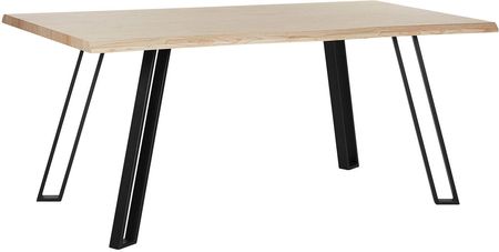 Beliani Nowoczesny stół do jadalni jasne drewno metalowe czarne nogi 180 x 90 cm Graham