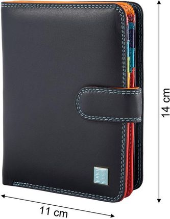 Skórzany portfel damski marki Dudu®, czarny + kolorowy środek