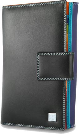 Skórzany portfel damski marki Dudu®, czarny + kolorowy środek