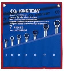 King Tony Zestaw Kluczy Płasko-Oczkowych Z Grzechotką Jednokierunkową 7el 8-19Mm (12107MRN01)