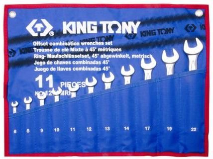 King Tony Zestaw Kluczy Płasko-Oczkowych Odgiętych 11el 6-22Mm (1271MRN)