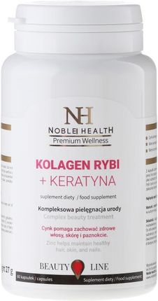 Noble Health Kolagen Rybi + Keratyna Na Włosy Skórę I Paznokcie Kolagen + Ceratin 60 Szt.