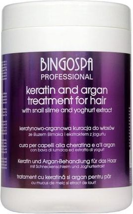 BINGOSPA Keratynowo Arganowa Kuracja Ze Śluzem Ślimaka Do Włosów Professional Keratin And Argan Treatment For Hair 1000 Ml