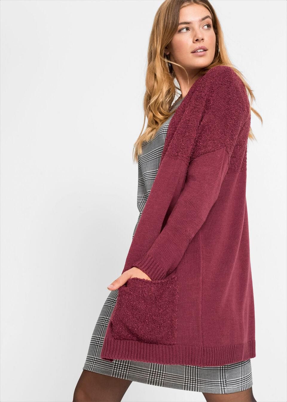 bonprix Sweter bez zapięcia z kieszeniami, długi rękaw bonprix Sweter bez zapięcia z kieszeniami, długi rękaw
