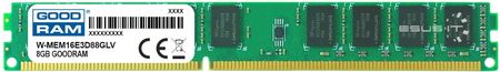GoodRAM Pamięć RAM 1X 8GB ECC UNBUFFERED DDR3 2RX8 1600MHZ PC3-12800 UDIMM | (WMEM16E3D88GLV)