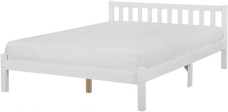 Łóżko Drewniane 160X200 Cm Białe Beliani