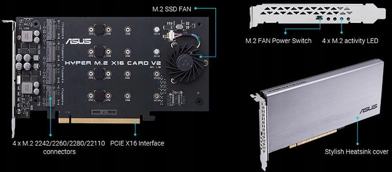 Asus MB Zub HYPER M.2 V2 (90MC06P0-M0EAY0) - zdjęcie 2 Asus MB Zub HYPER M.2 V2 (90MC06P0-M0EAY0)