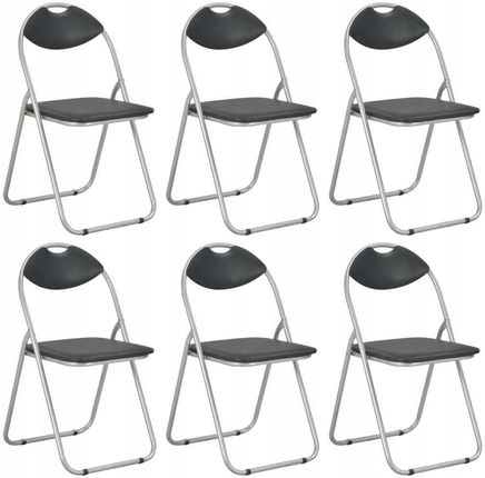vidaXL Składane krzesła jadalniane, 6 szt., czarne, sztuczna skóra