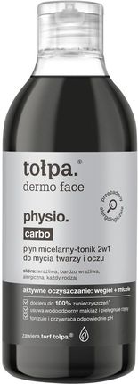tołpa. physio carbo, płyn micelarny-tonik 2w1 do mycia twarzy i oczu 400 ml