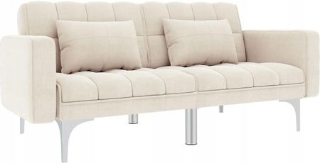 vidaXL Sofa rozkładana, kremowa, tapicerowana tkaniną