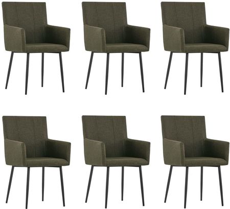 vidaXL Krzesła stołowe z podłokietnikami, 6 szt., brązowe, tkanina