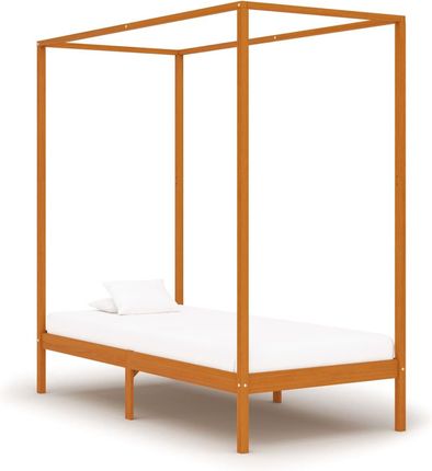 vidaXL Rama łóżka z baldachimem, miodowy brąz, lita sosna, 100x200 cm