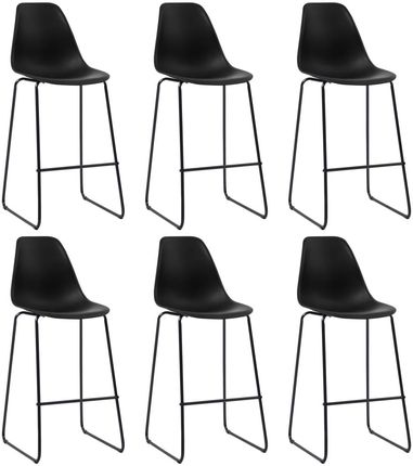 vidaXL Krzesła barowe, 6 szt., czarne, plastik