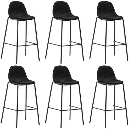 vidaXL Krzesła barowe, 6 szt., czarne, tapicerowane tkaniną