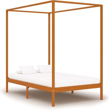 vidaXL Rama łóżka z baldachimem, miodowy brąz, lita sosna, 120x200 cm