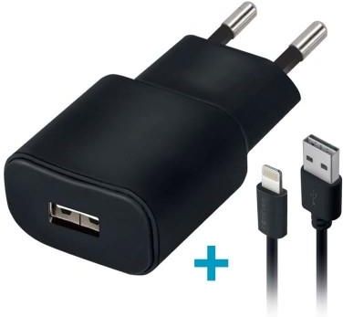 Forever USB 2A TC-01 + kabel do iPhone 8-pin czarna