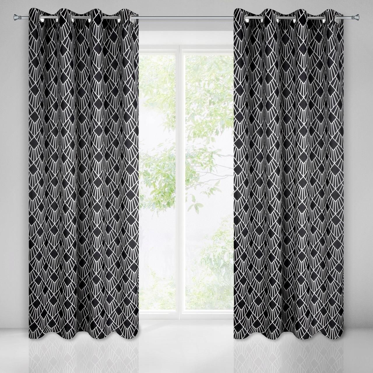 Lekkie Zasłony Do Sypialni czarnobiały wzór kółka Opinie i