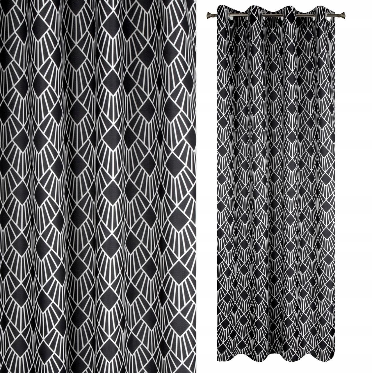 Lekkie Zasłony Do Sypialni czarnobiały wzór kółka Opinie i