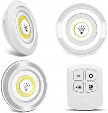 Zdjęcie Cob Lampka Led  3 Sztuki Samoprzylepna Bezprzewodowa + Pilot - Brzeg Dolny