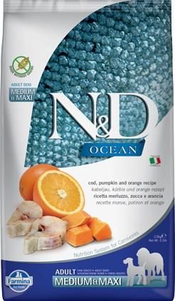 N&D Ocean Codfish Pumpkin Orange Adult Medium&Maxi Dorsz Dynia Pomarańcza 2,5Kg
