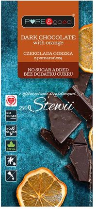 Pure&Good Czekolada Gorzka z Pomarańczą i Stewią Bez Cukru 125g