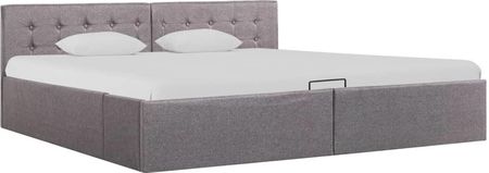 Rama łóżka z podnośnikiem, taupe, tkanina, 180 x 200 cm