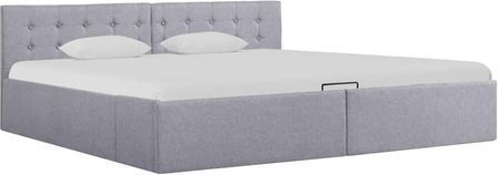 Rama łóżka z podnośnikiem, jasnoszara, tkanina, 180 x 200 cm