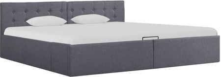 Rama łóżka z podnośnikiem, ciemnoszara, tkanina, 180 x 200 cm