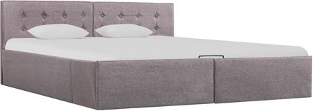 Rama łóżka z podnośnikiem, taupe, tkanina, 160 x 200 cm