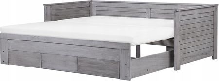 Łóżko wysuwane drewniane szare Beliani