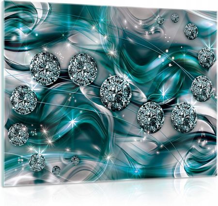 Obraz na szkle szklany turkus 3D diamenty XL 80x60