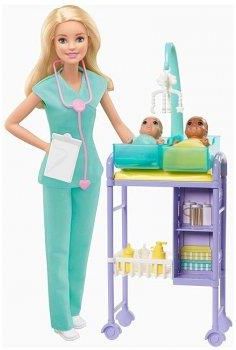 Barbie Pediatra Zestaw Kariera Lalka blondynka GKH23