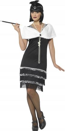 Sukienka Flapper czarna lata 20 bolerko r.M 40-42