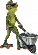 Zdjęcie Figurka Żaba Ogrodnik Taczka Zielona Na Taras 18CM - Mikołów