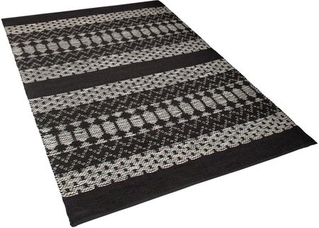 Beliani Ręcznie tkany dywan prostokątny skóra naturalna bawełna 140x200 cm czarny Sokun